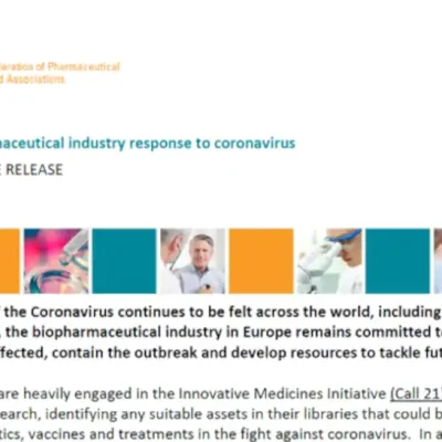 Odgovor europske inovativne farmaceutske industrije na koronavirus